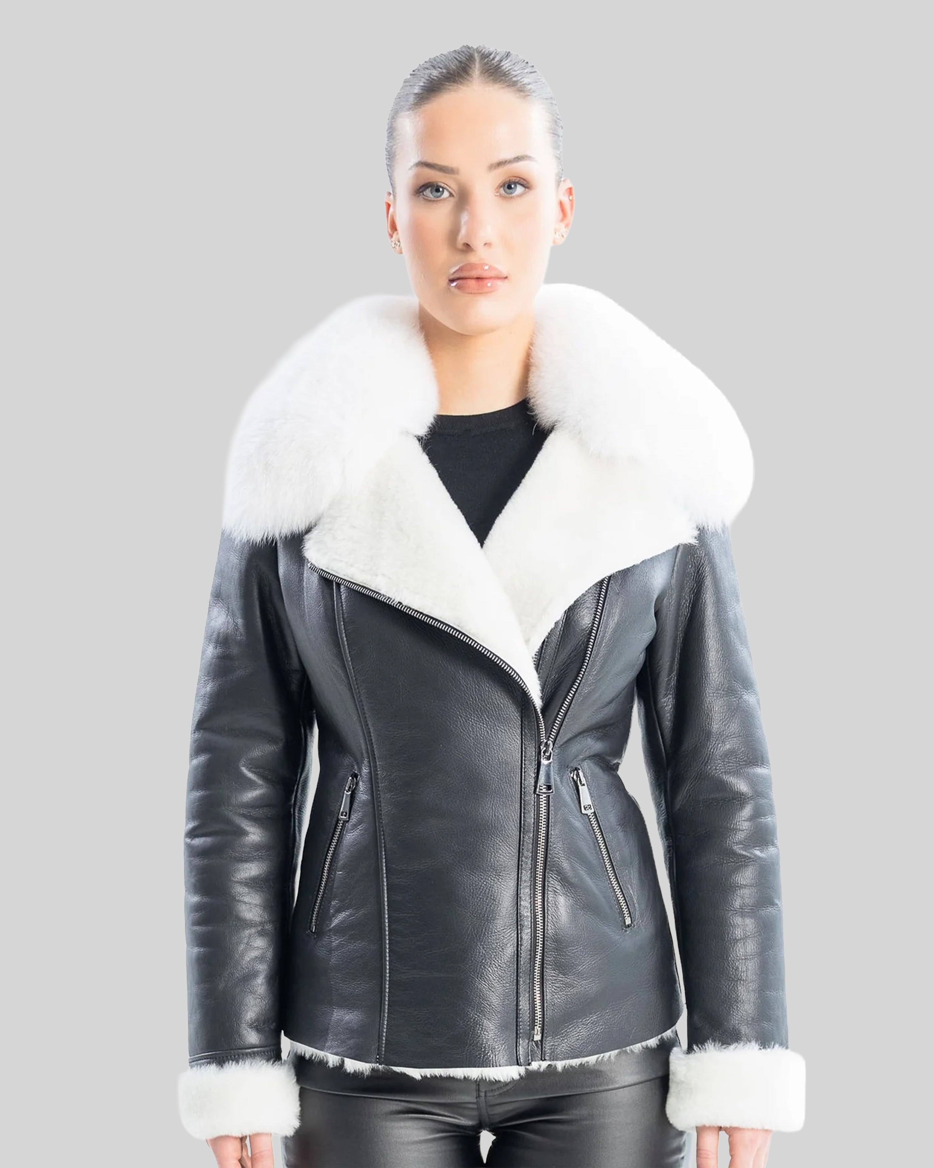 Veste en peau lainée véritable Aliciya