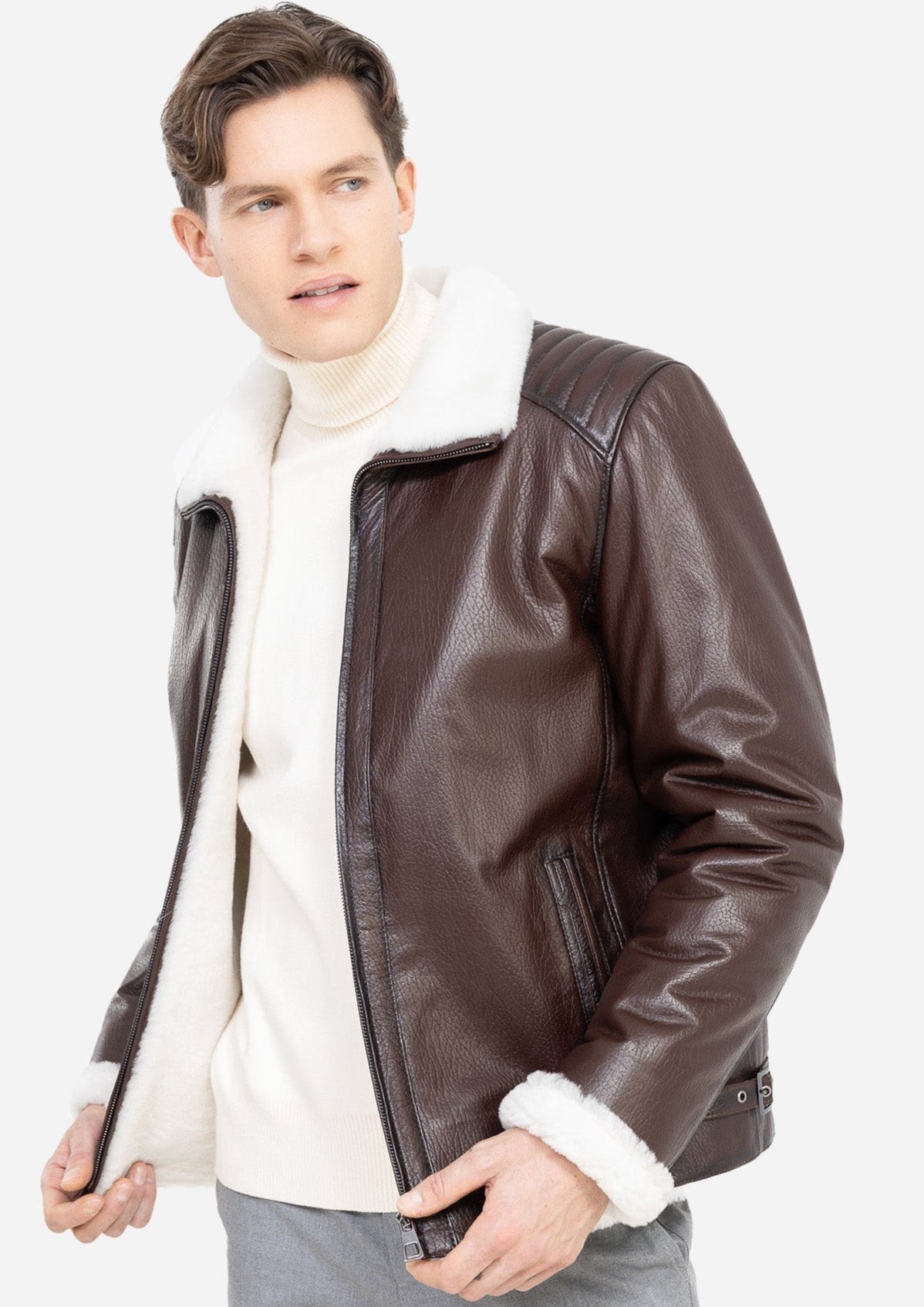 RAFA MEN'S  GENUINE SHEARLING JACKET