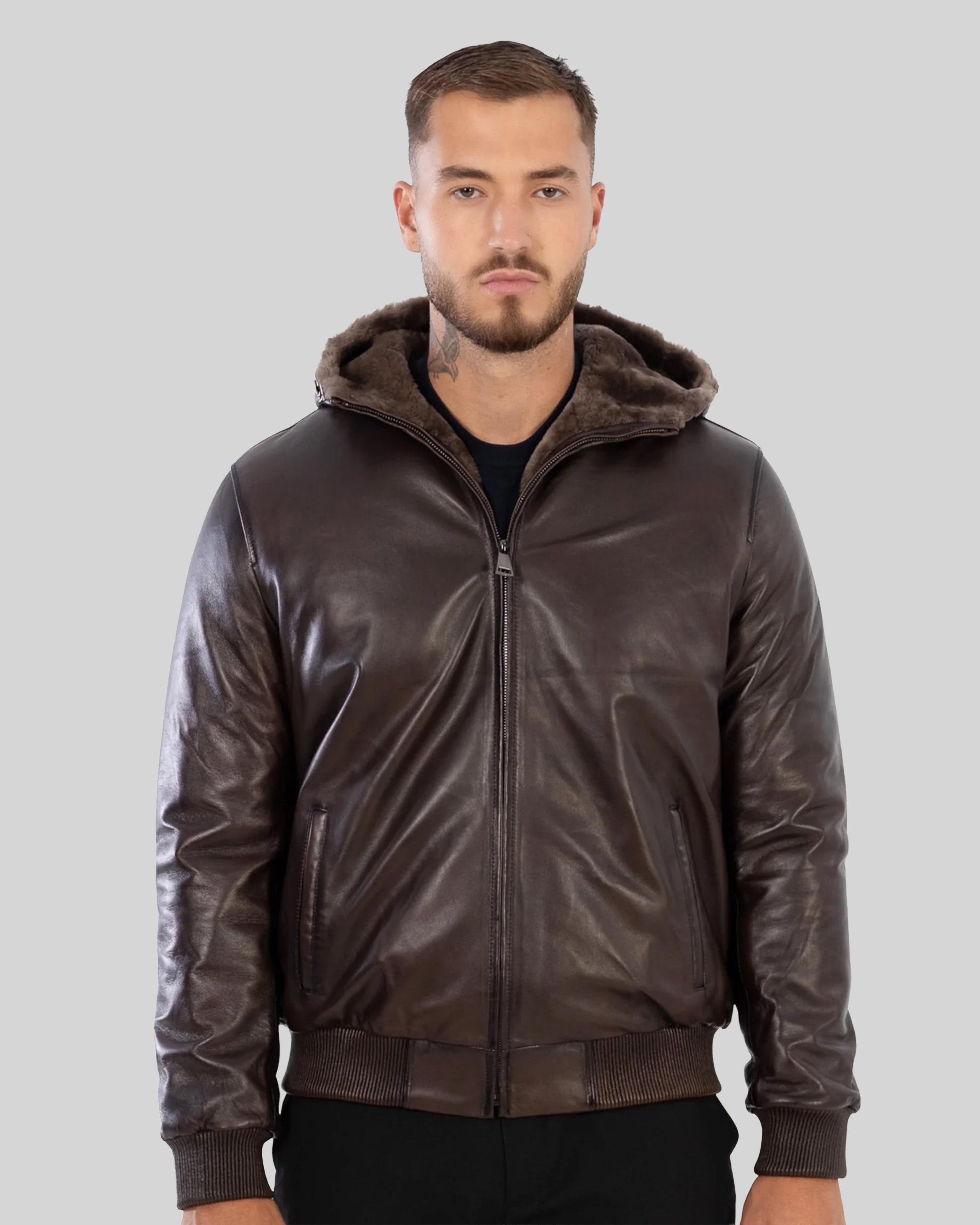 DANTE  Genuine Shearling Bomber Leather Jacket