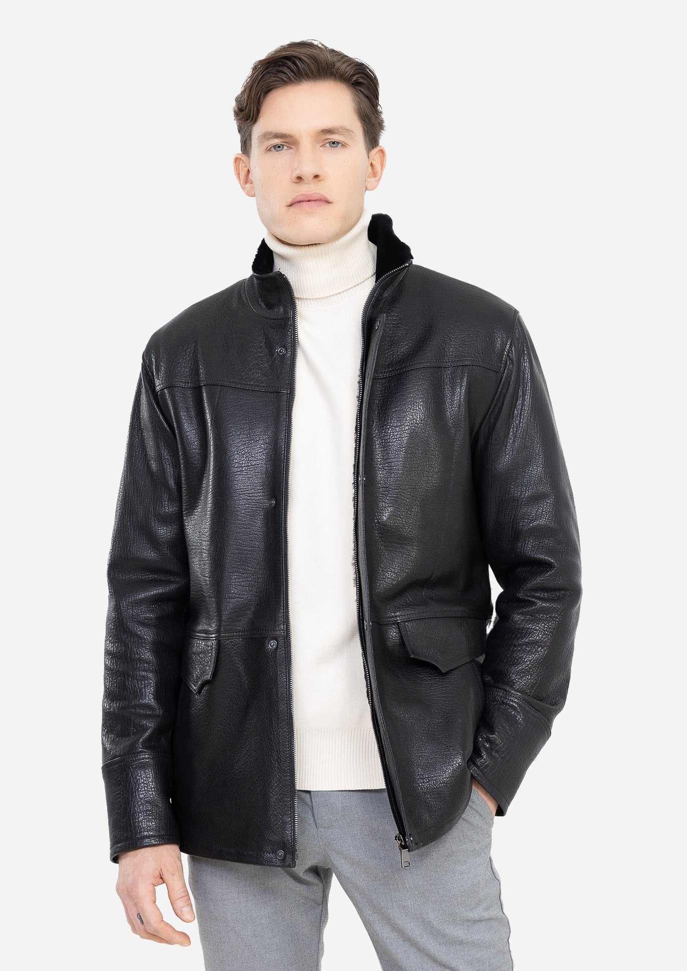 VESTE EN PEAU DE PEAU DE VEAU TYLER POUR HOMMES