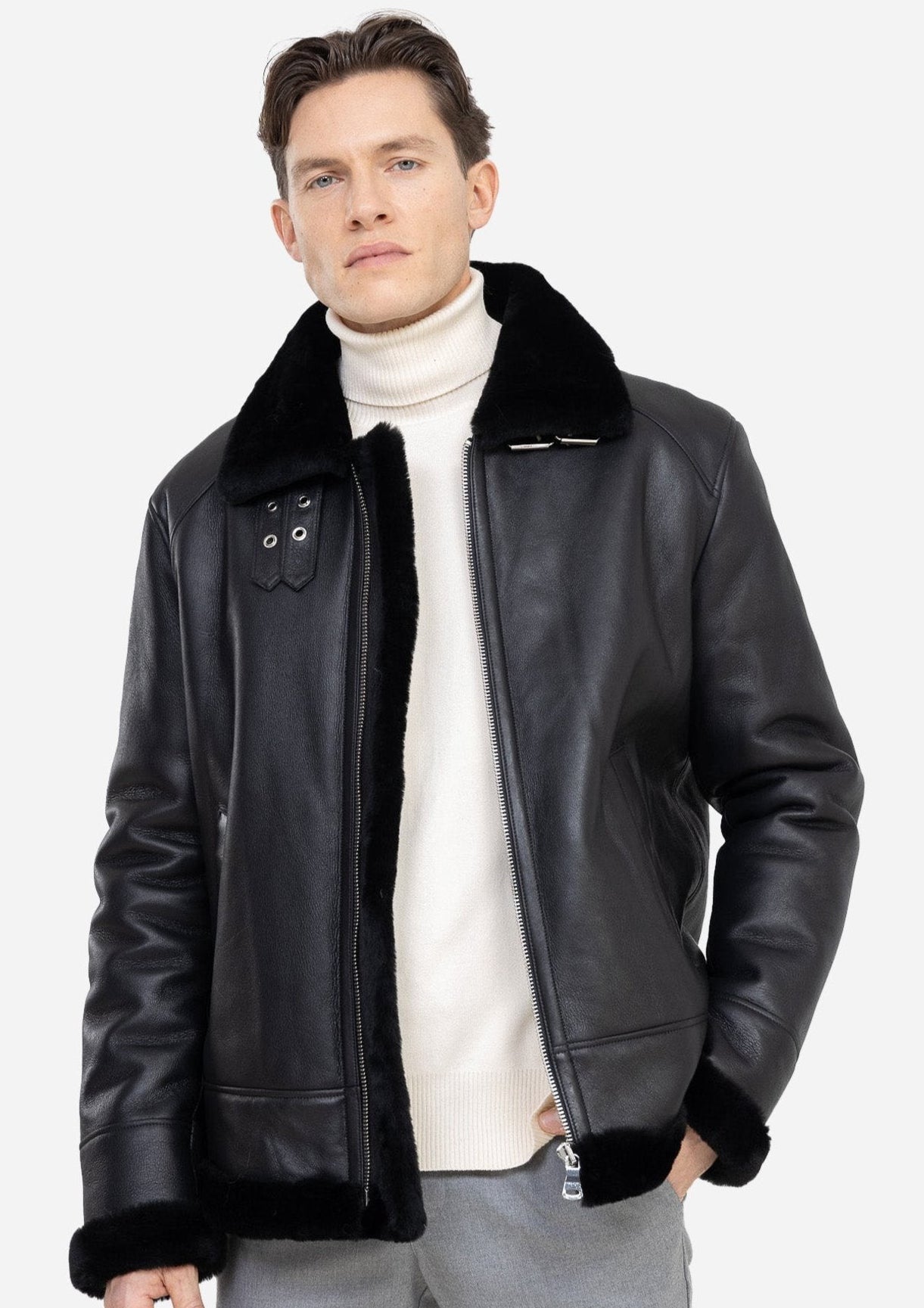 VESTE EN PEAU DE PEAU DE VEAU POUR HOMME PILOT 