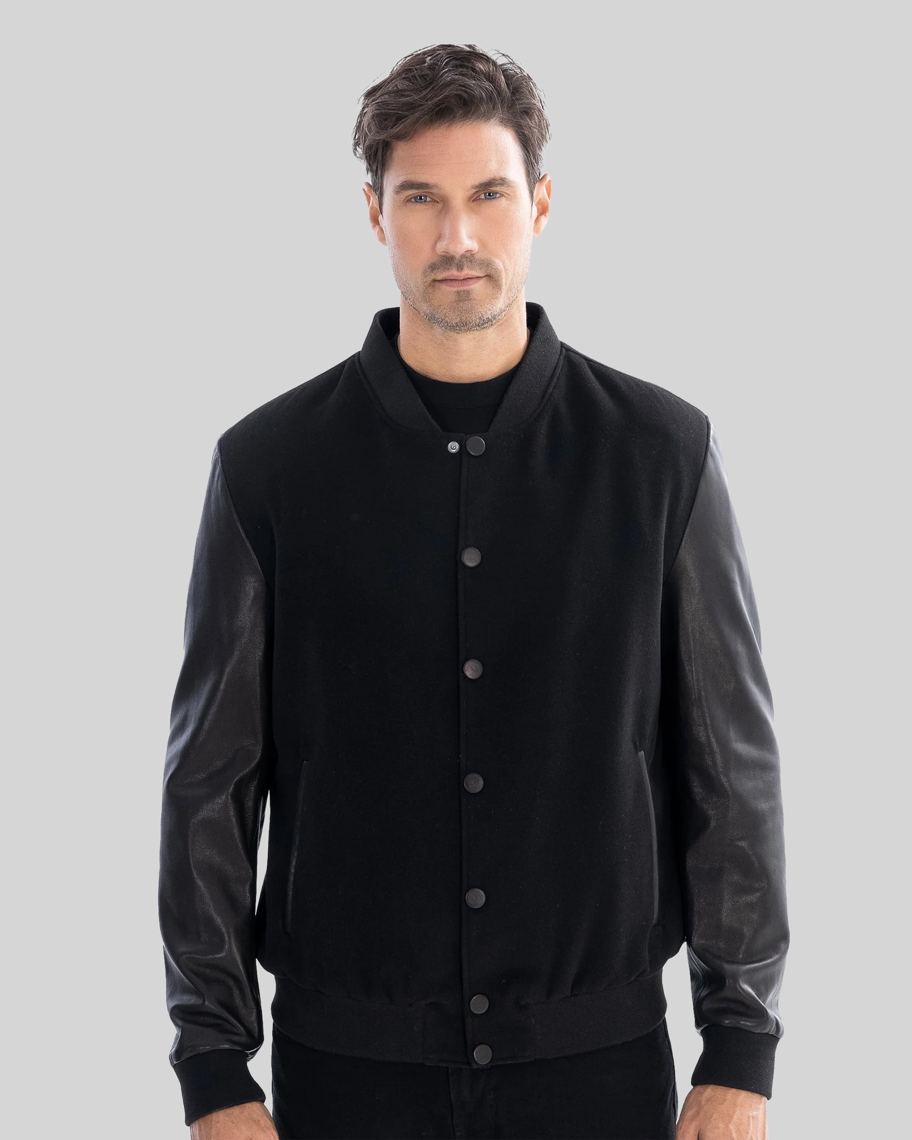 Tommy Bomber Jacket With Leather Sleeves