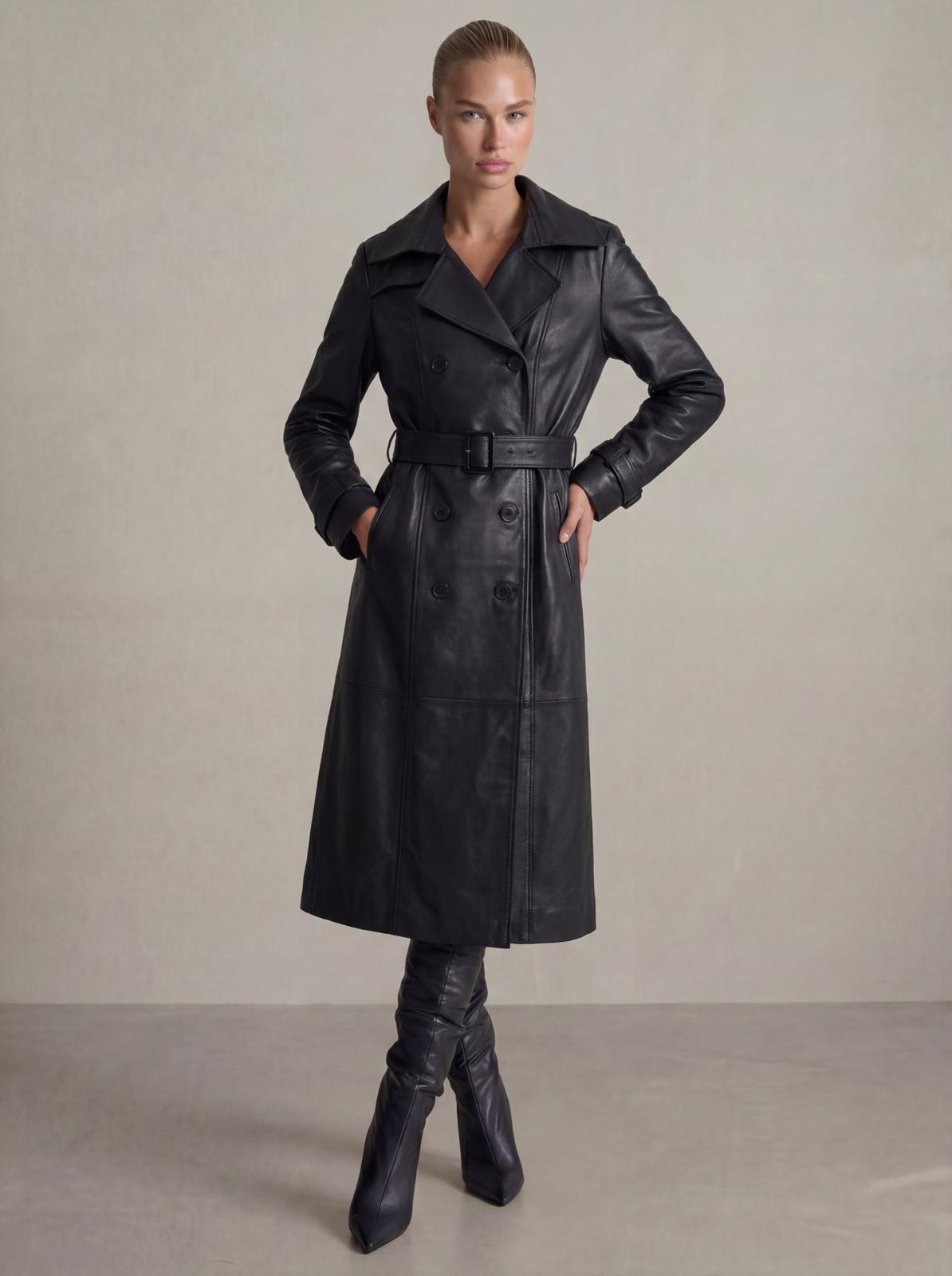 ELODIE LEATHER TRENCH COAT