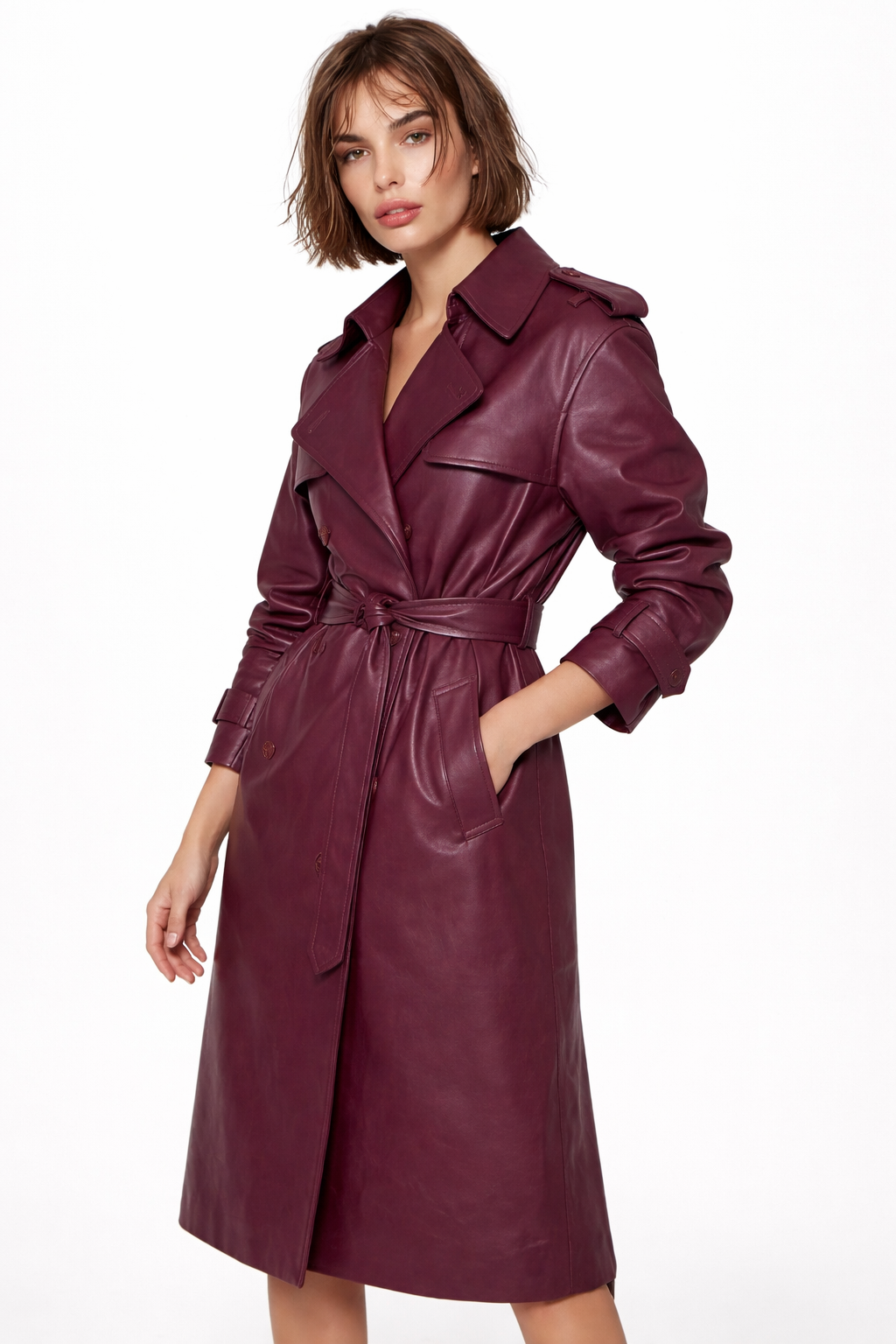 KASIA LEATHER TRENCH COAT