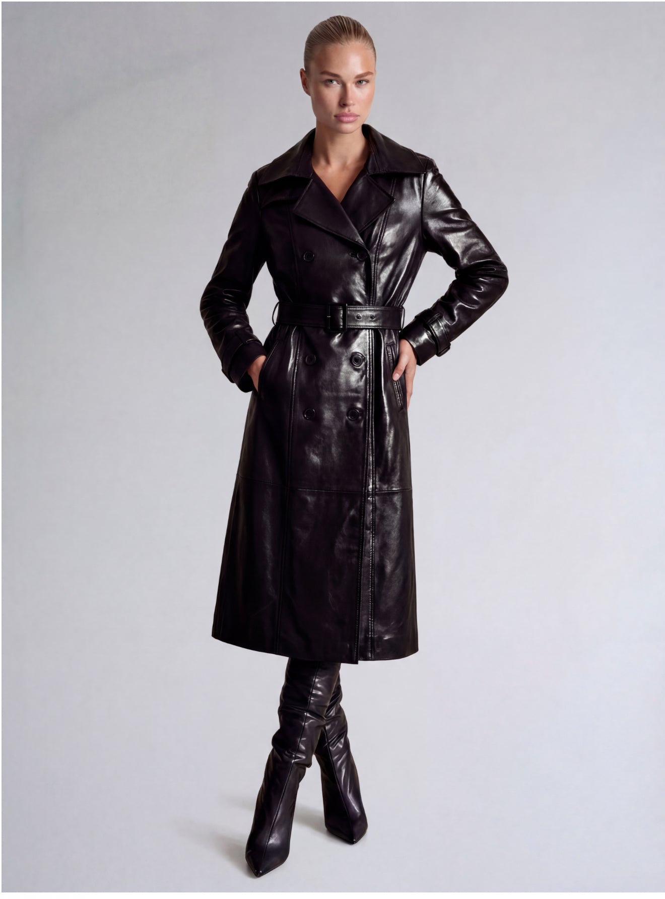 Elara Midlength Essential Leather Trench