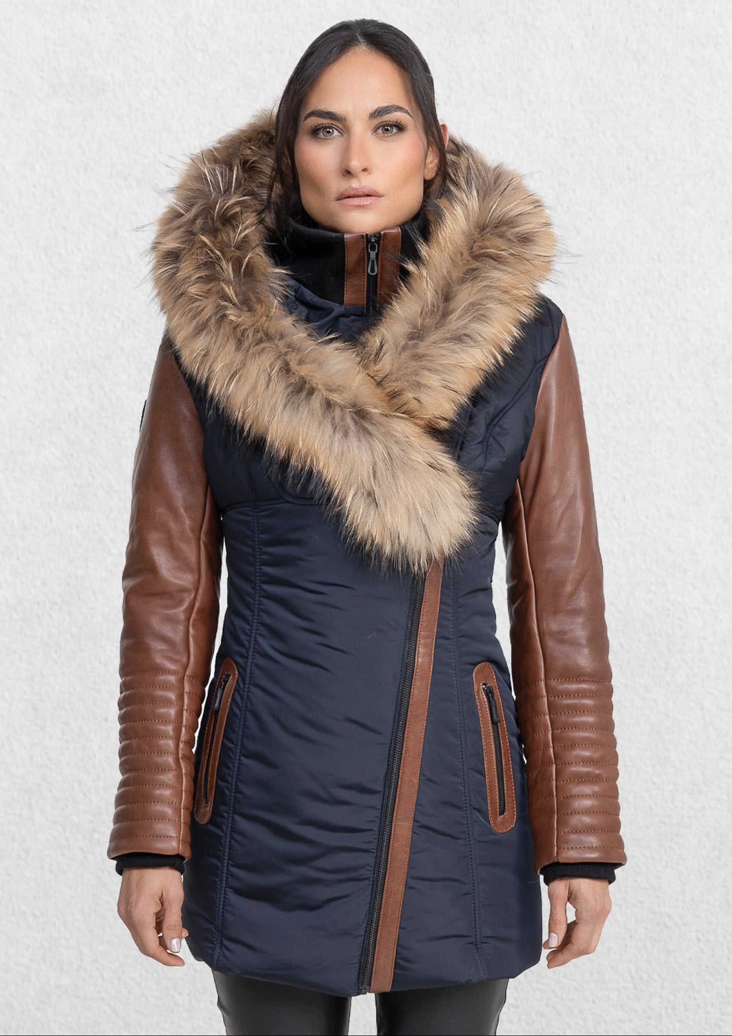 Doudoune Melania avec manches en cuir CG-thumbmail-6