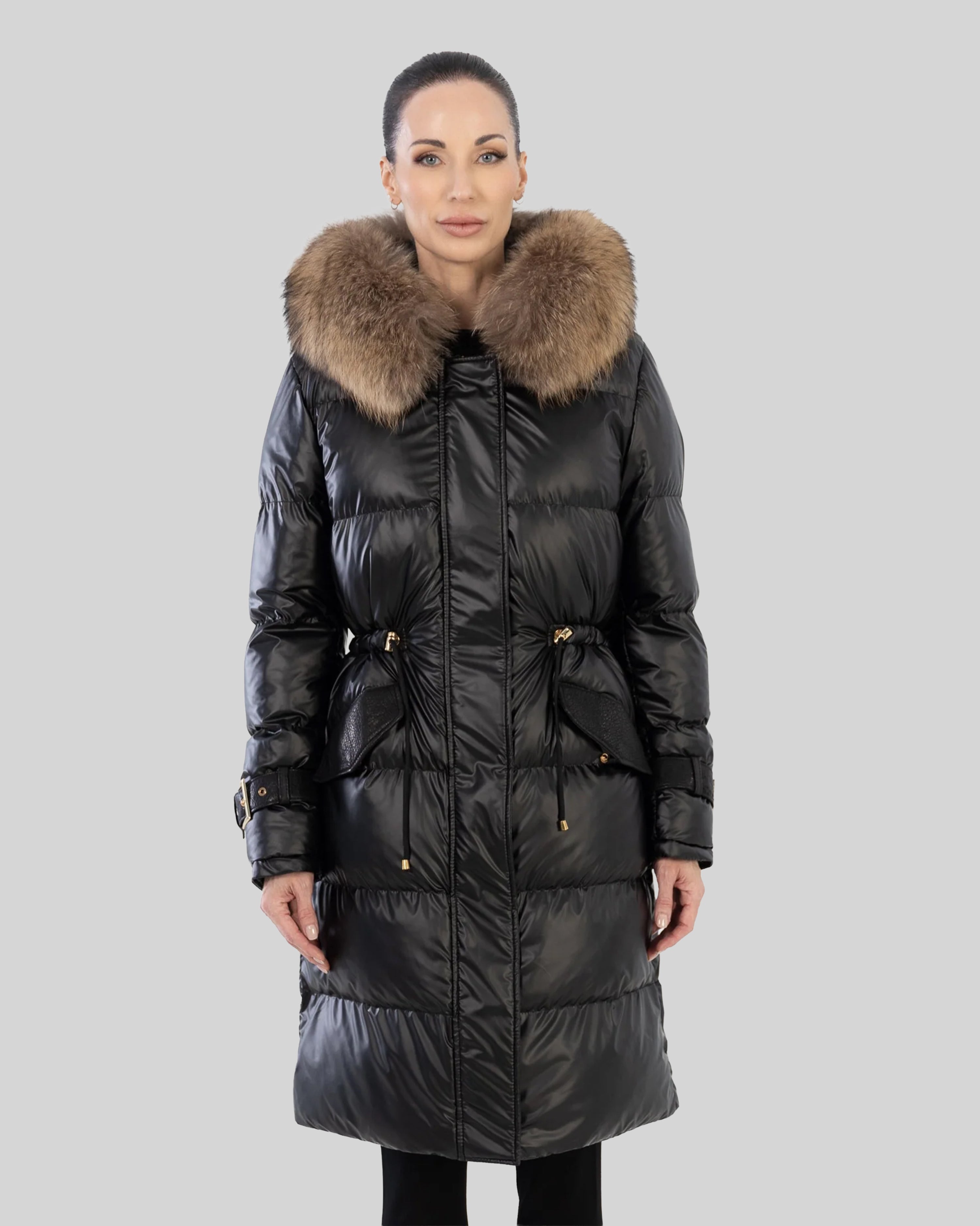 ALBA PARKA PUFFER COAT   with  Detachable natural fur collar-thumbmail-2