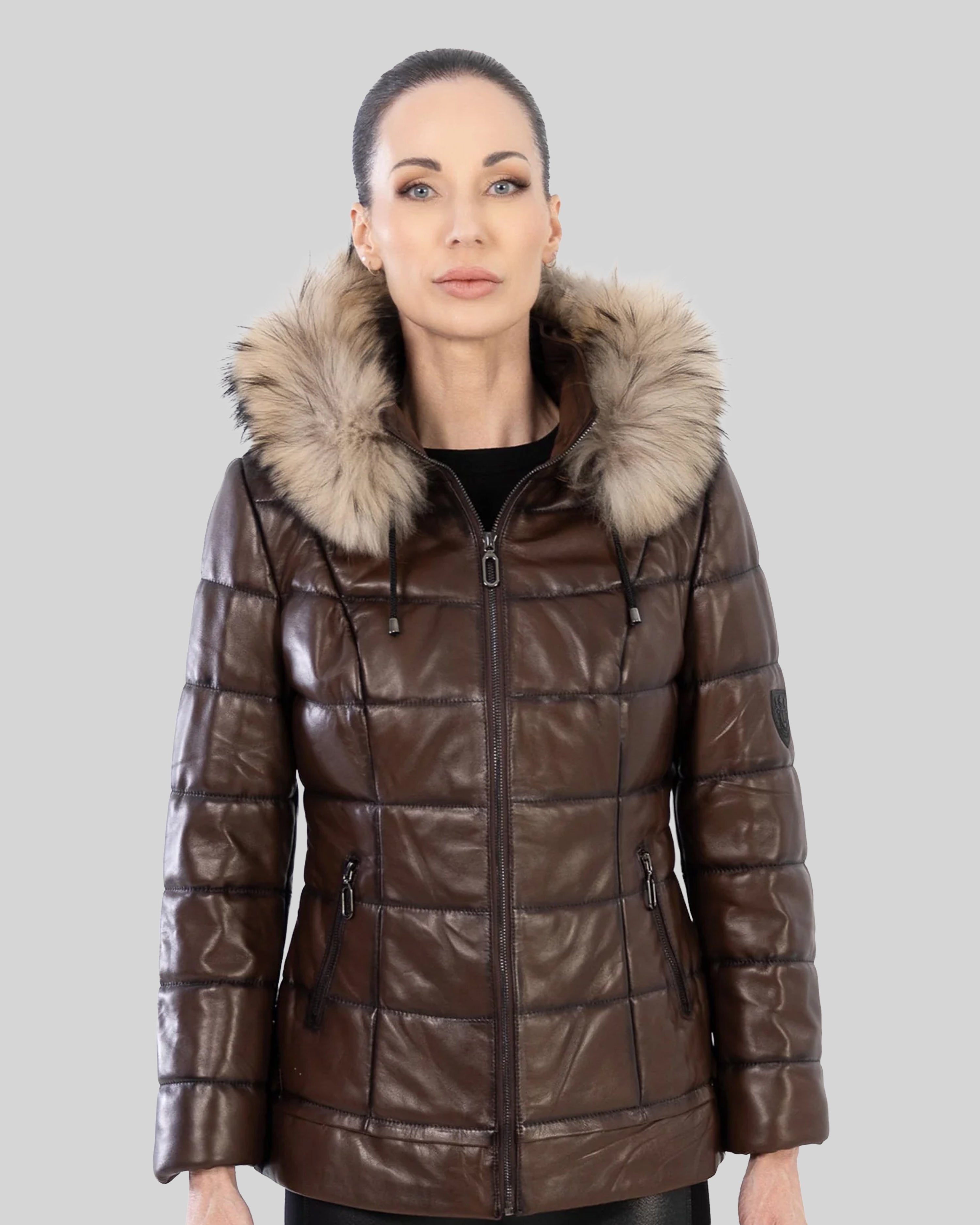 LYANNA leather puffer jacket