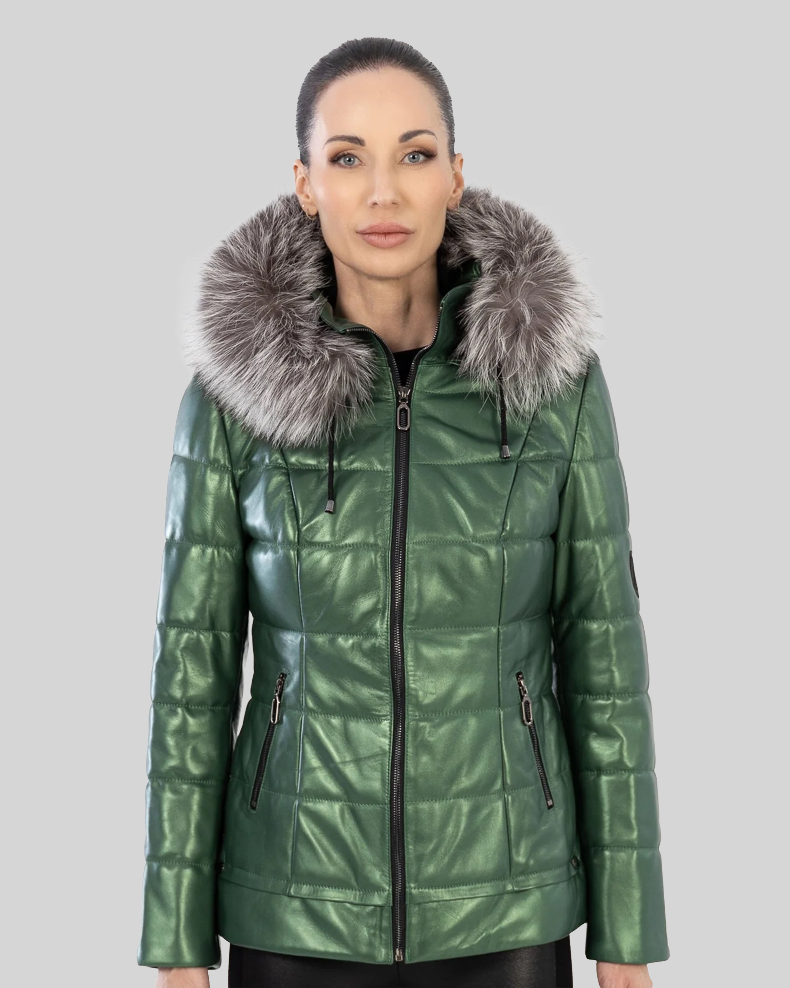 LYANNA Leather Puffer Jacket