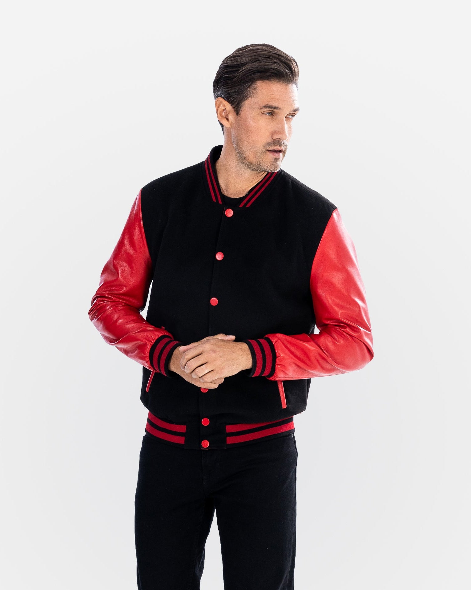 Tommy Bomber Jacket With Leather Sleeves-thumbmail-3