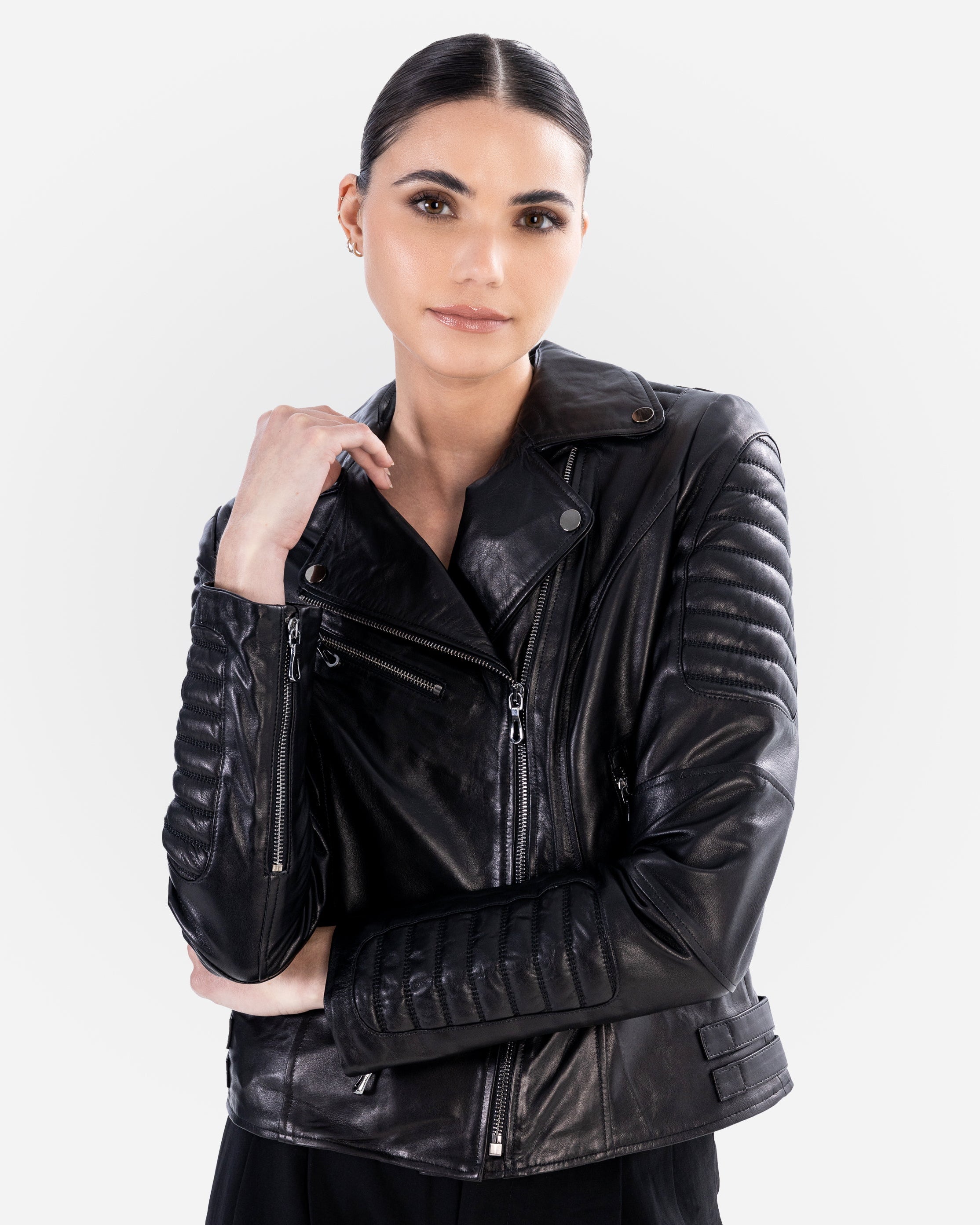 Veste de motard en cuir Stacy