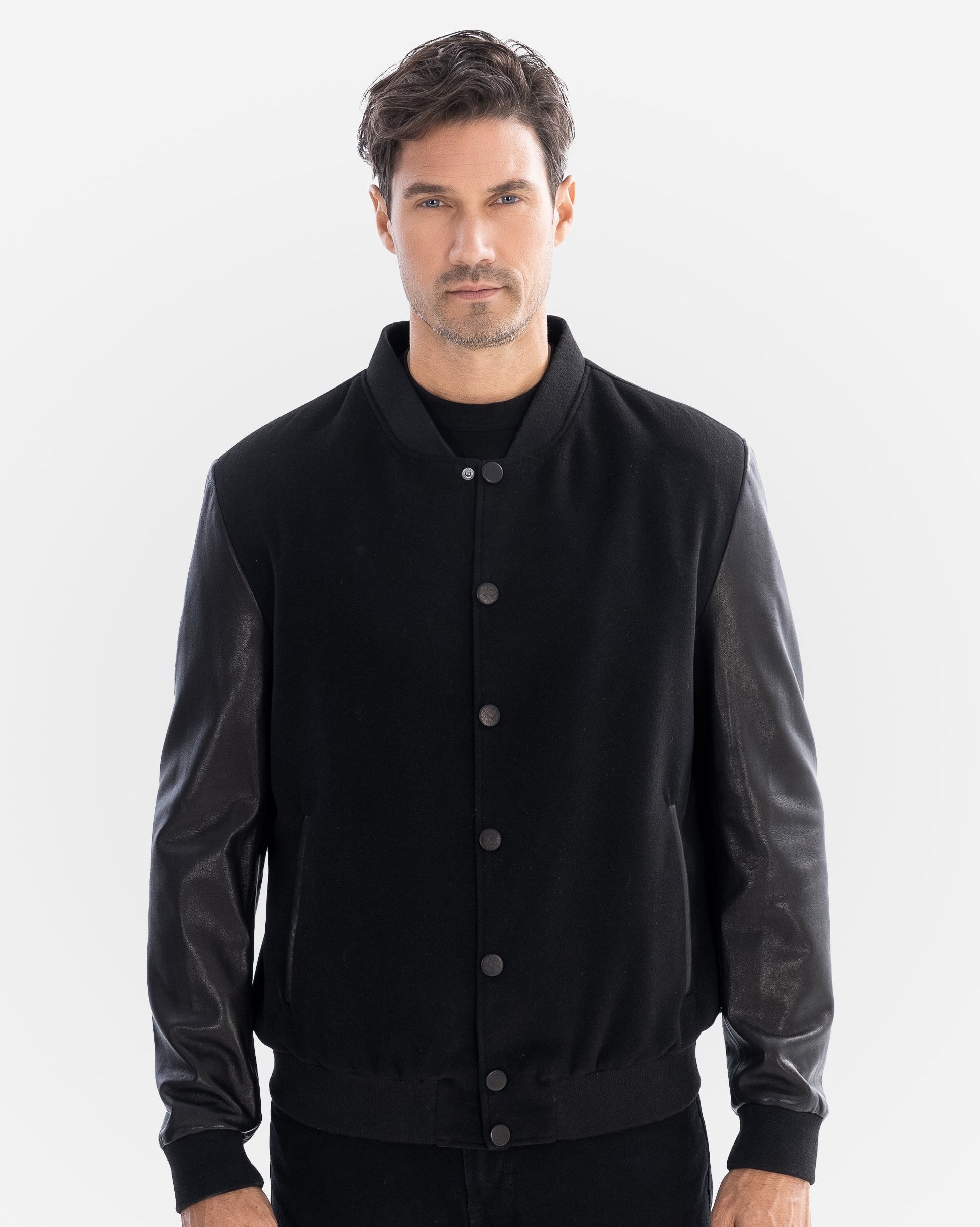 Tommy Bomber Jacket With Leather Sleeves-thumbmail-5