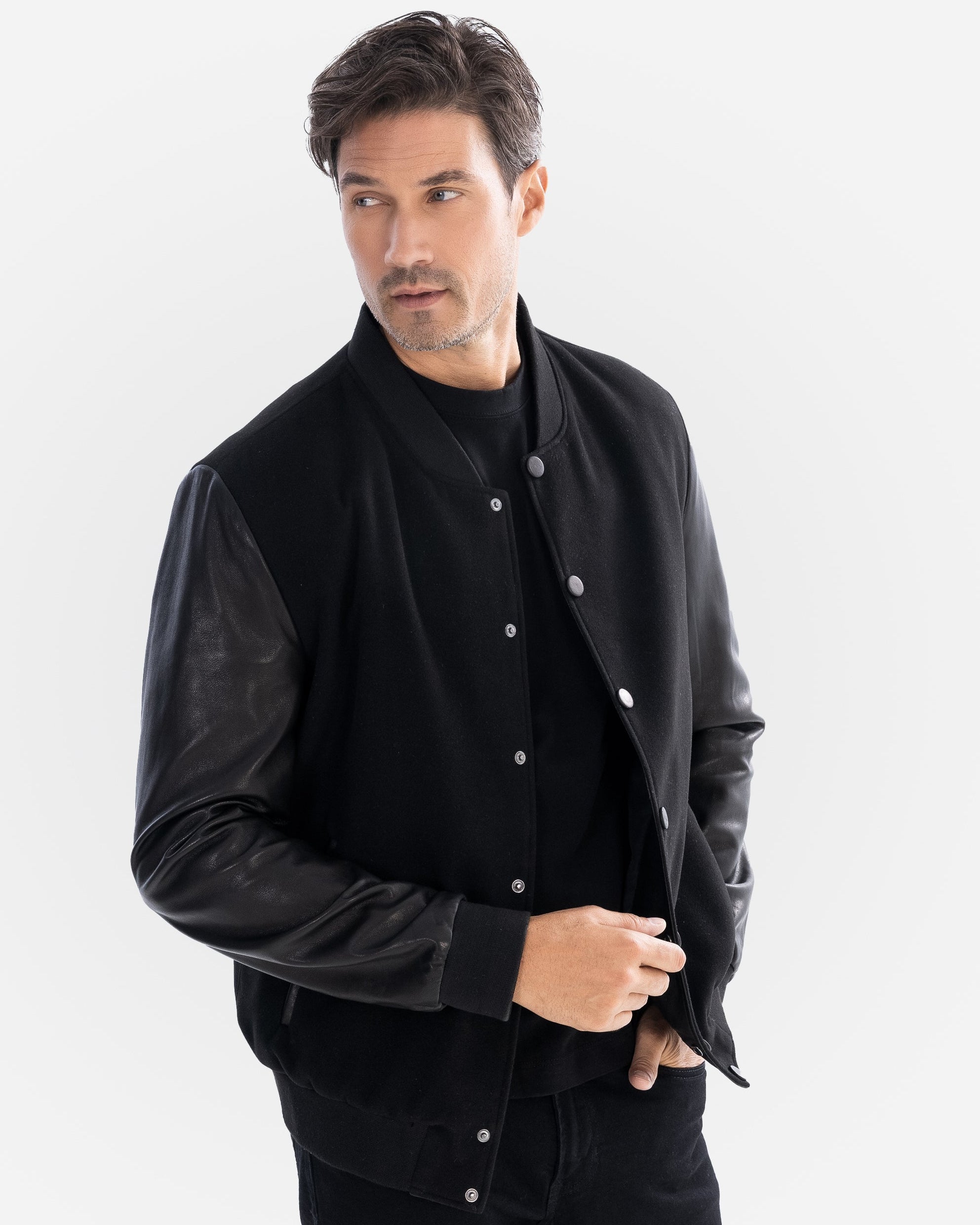 Tommy Bomber Jacket With Leather Sleeves-thumbmail-7