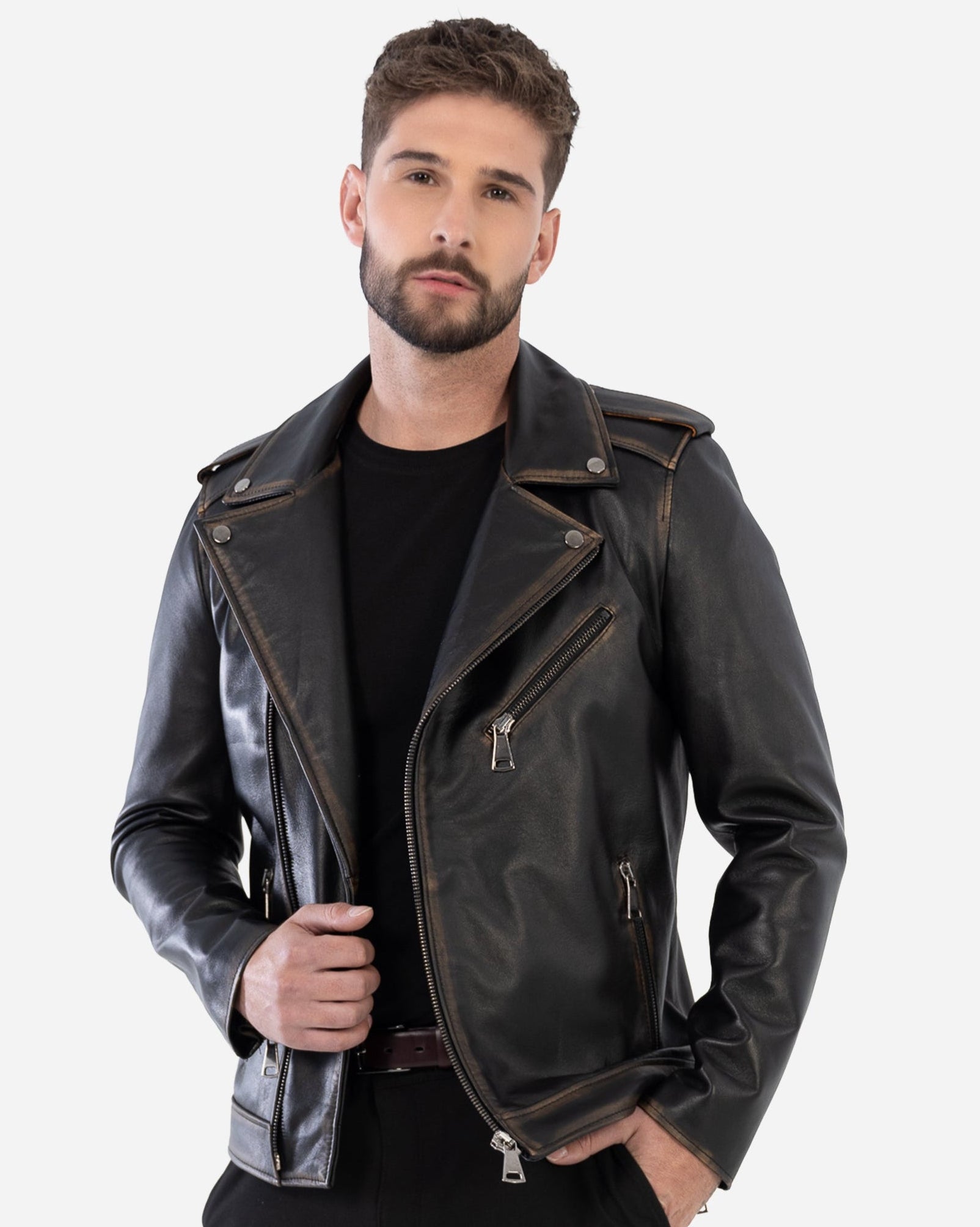 BIKER JACKET IN VINTAGE GRAINED LAMBSKIN-thumbmail-3
