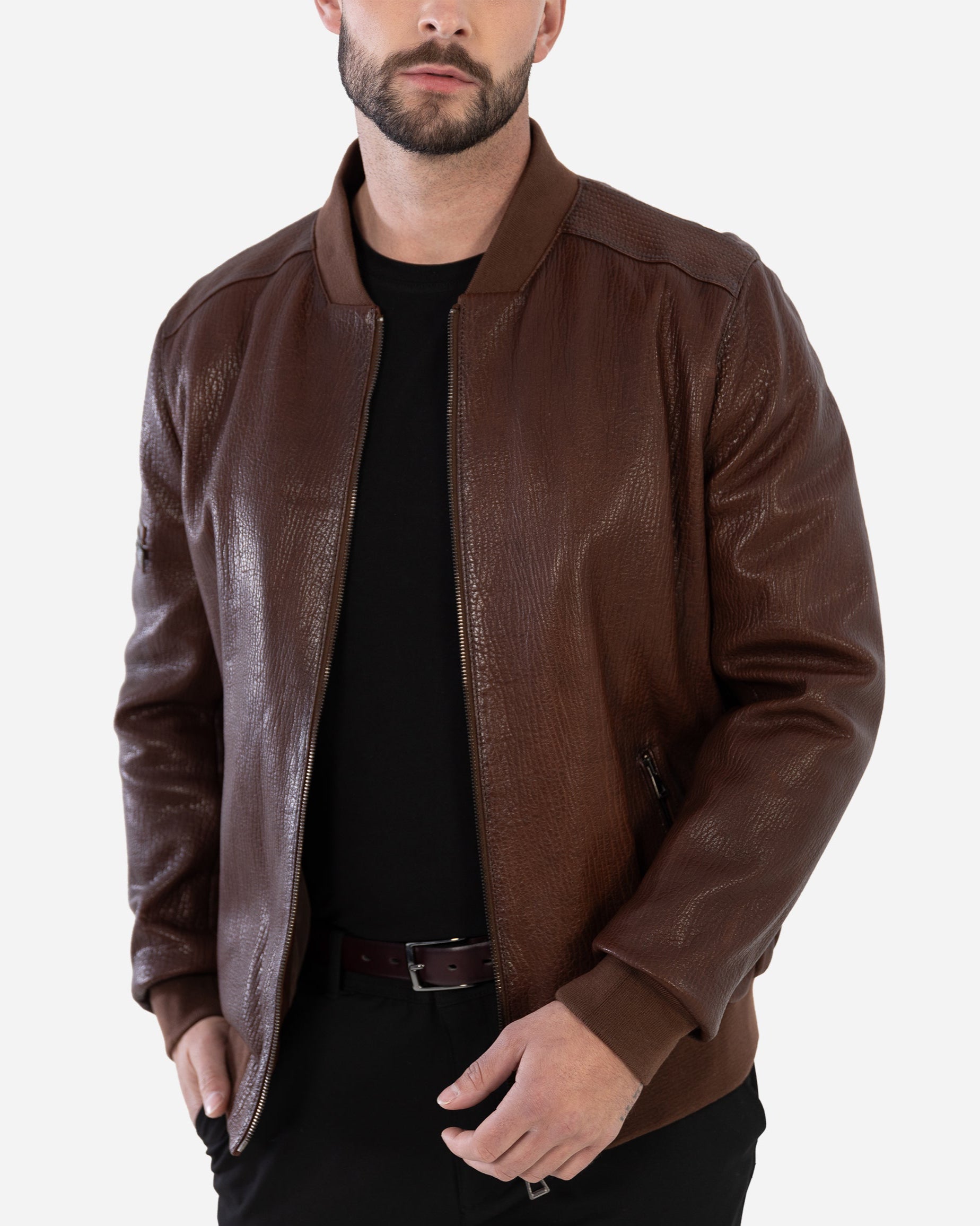 SCOTT BOMBER JACKET IN GRAINED LEATHER-thumbmail-3