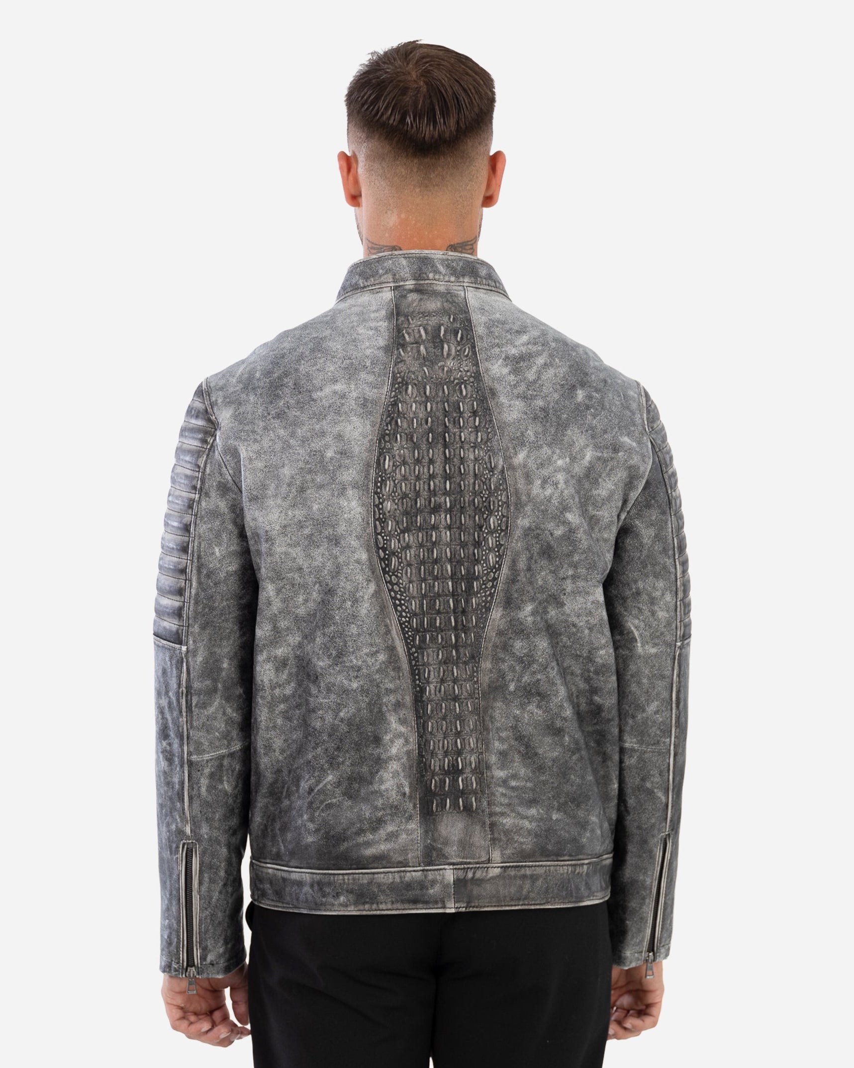 Veste motard Kai en cuir d'agneau grainé vintage-thumbmail-2