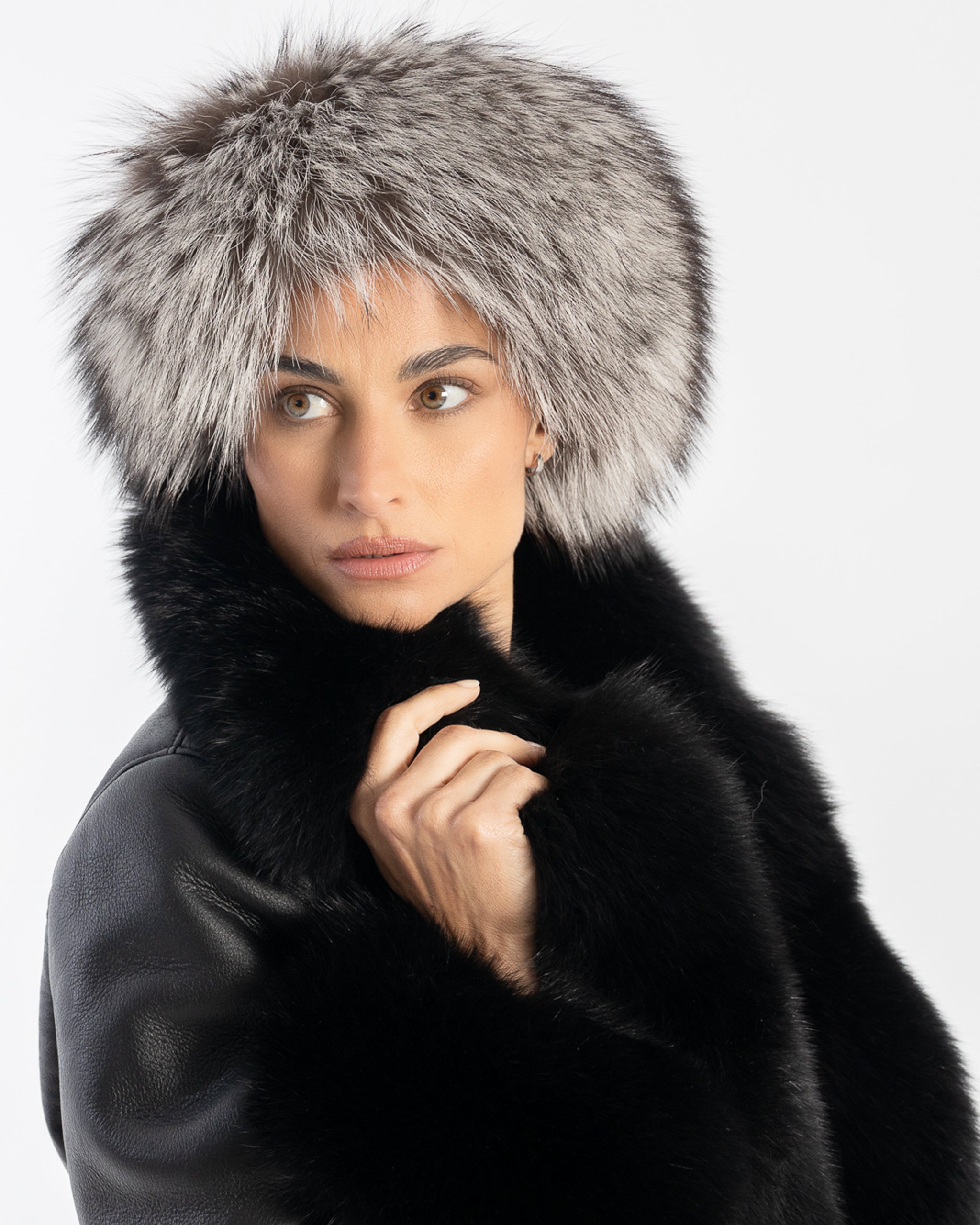 Silver Fox Fur Leather Hat-thumbmail-2