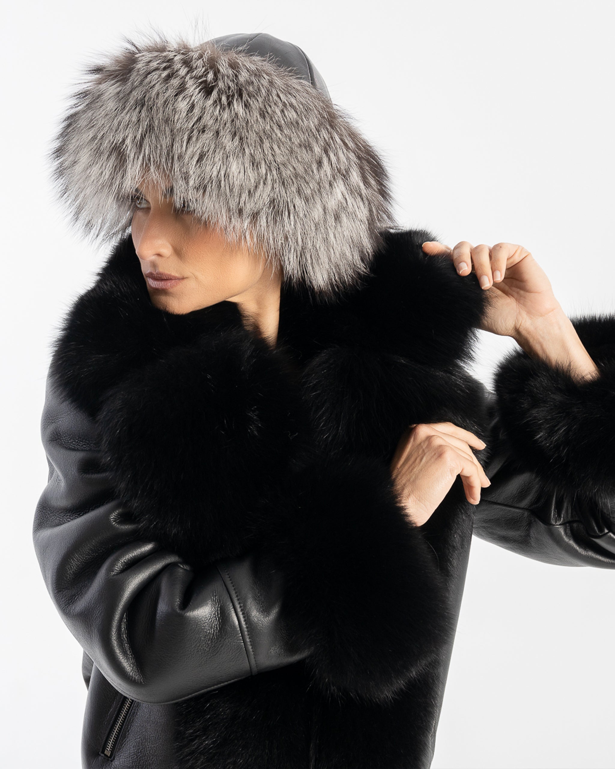 Silver Fox Fur Leather Hat-thumbmail-3