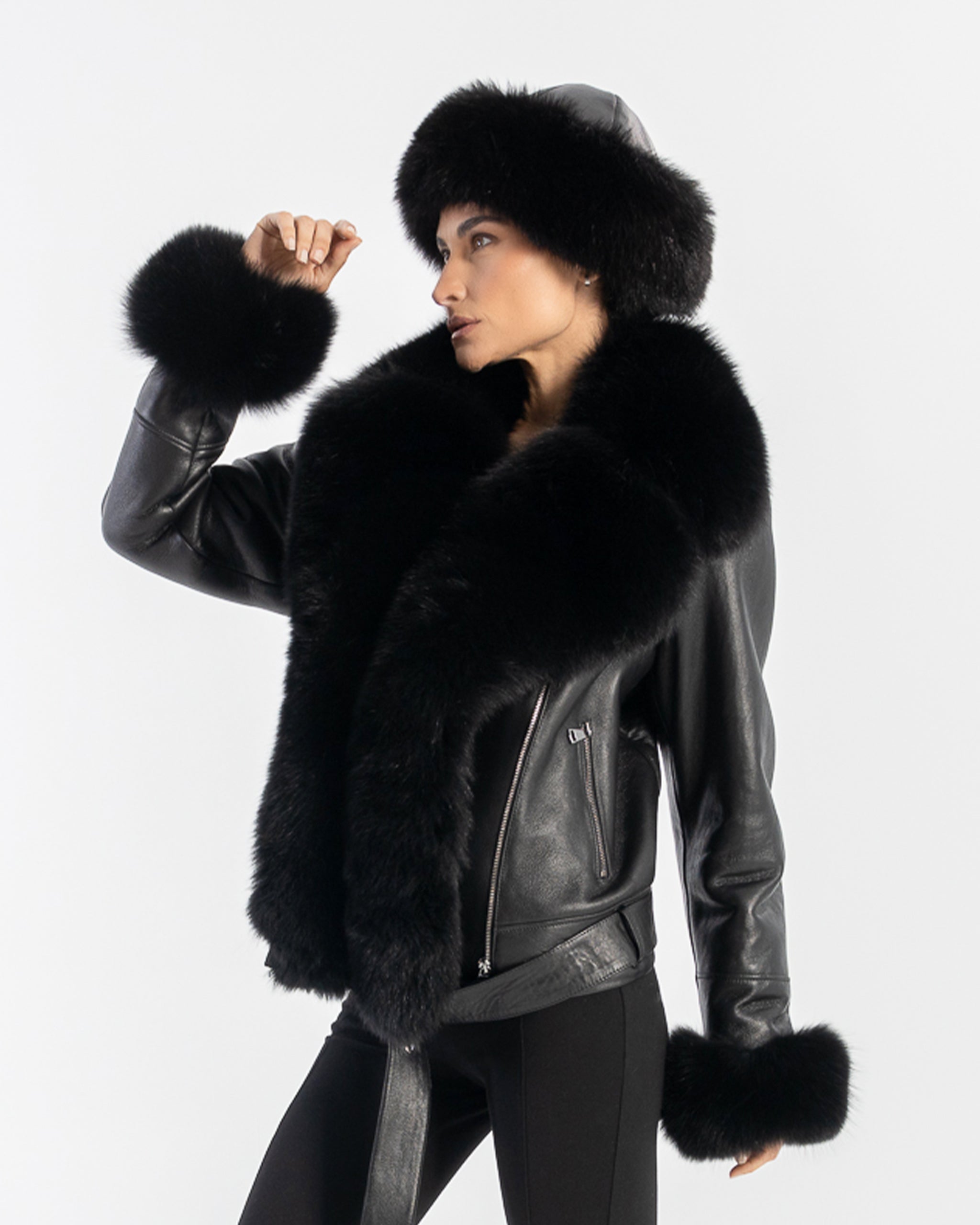 Black Fox Fur Leather Hat-thumbmail-3