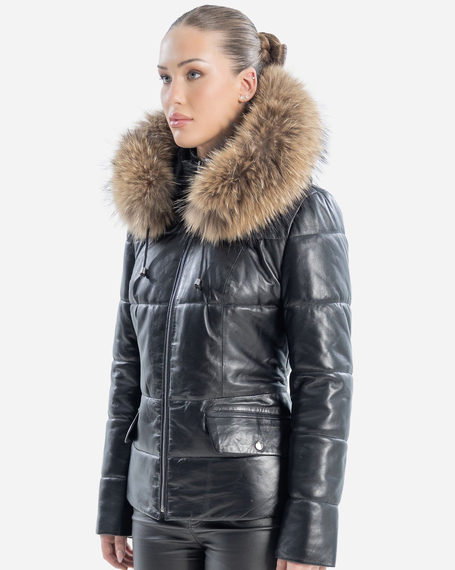 Chloé Leather Jacket with removable Natural Fur-thumbmail-2