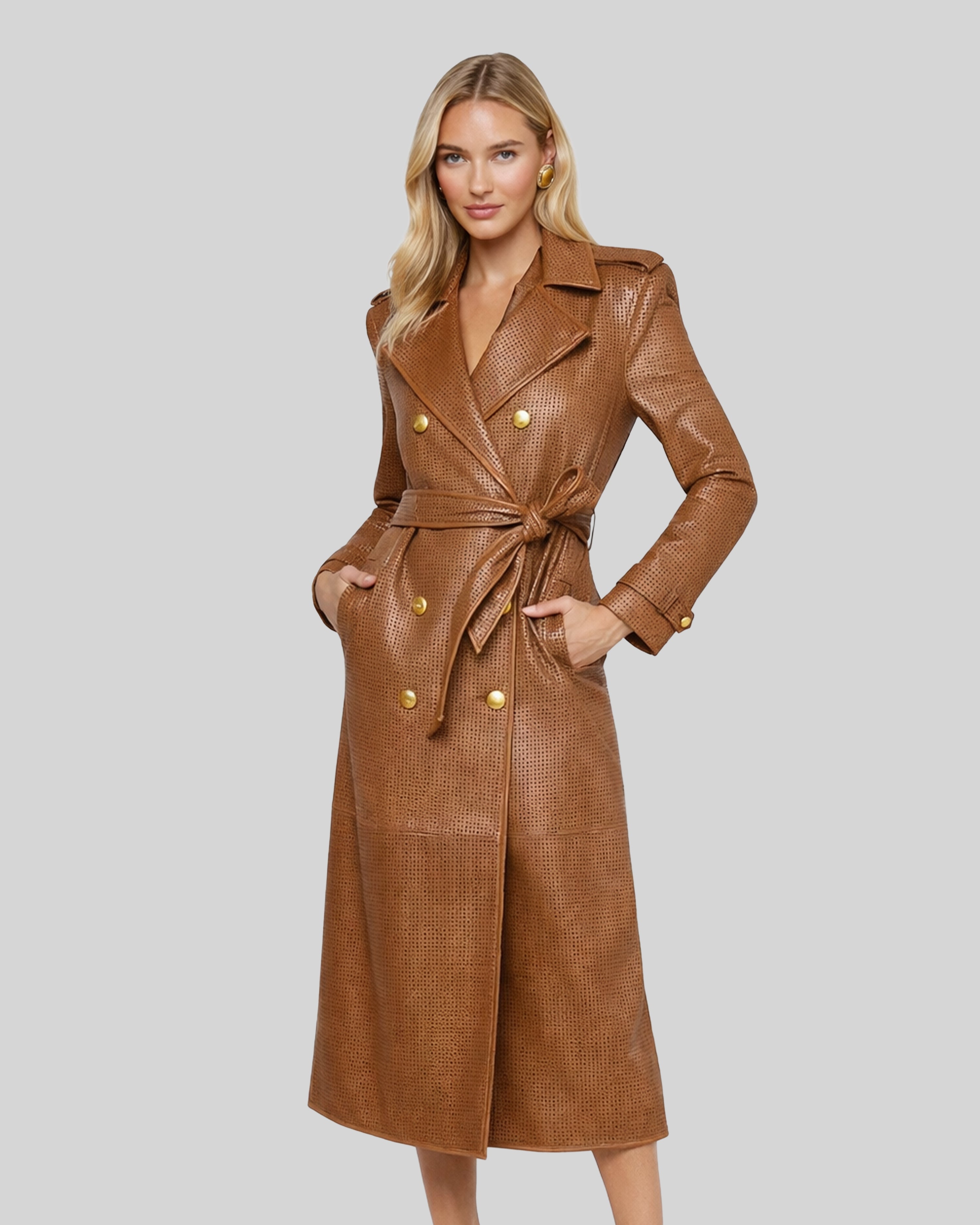 ALISHA  Leather Trench Coat