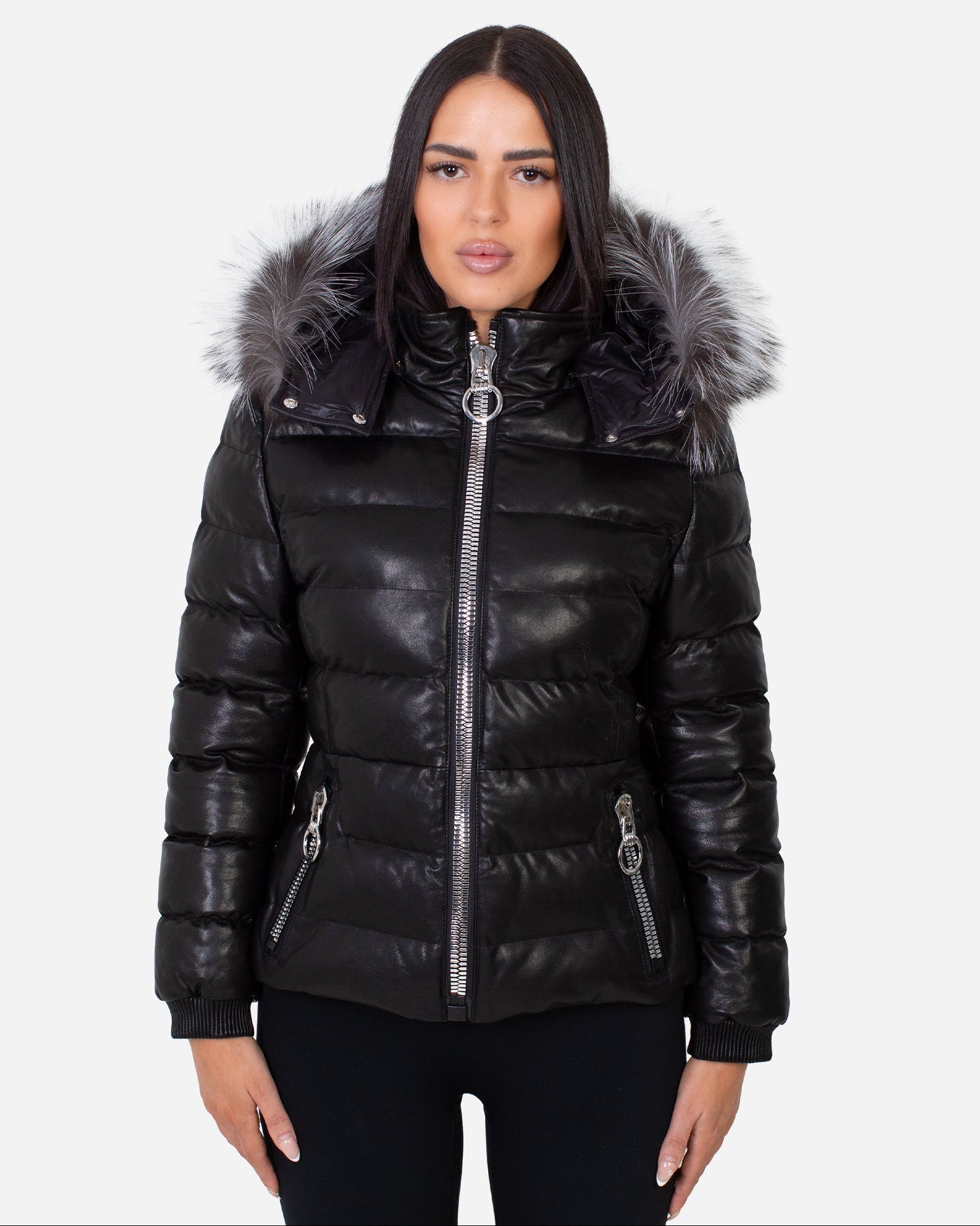 Leslie Leather Parka – Silver Fox-thumbmail-4