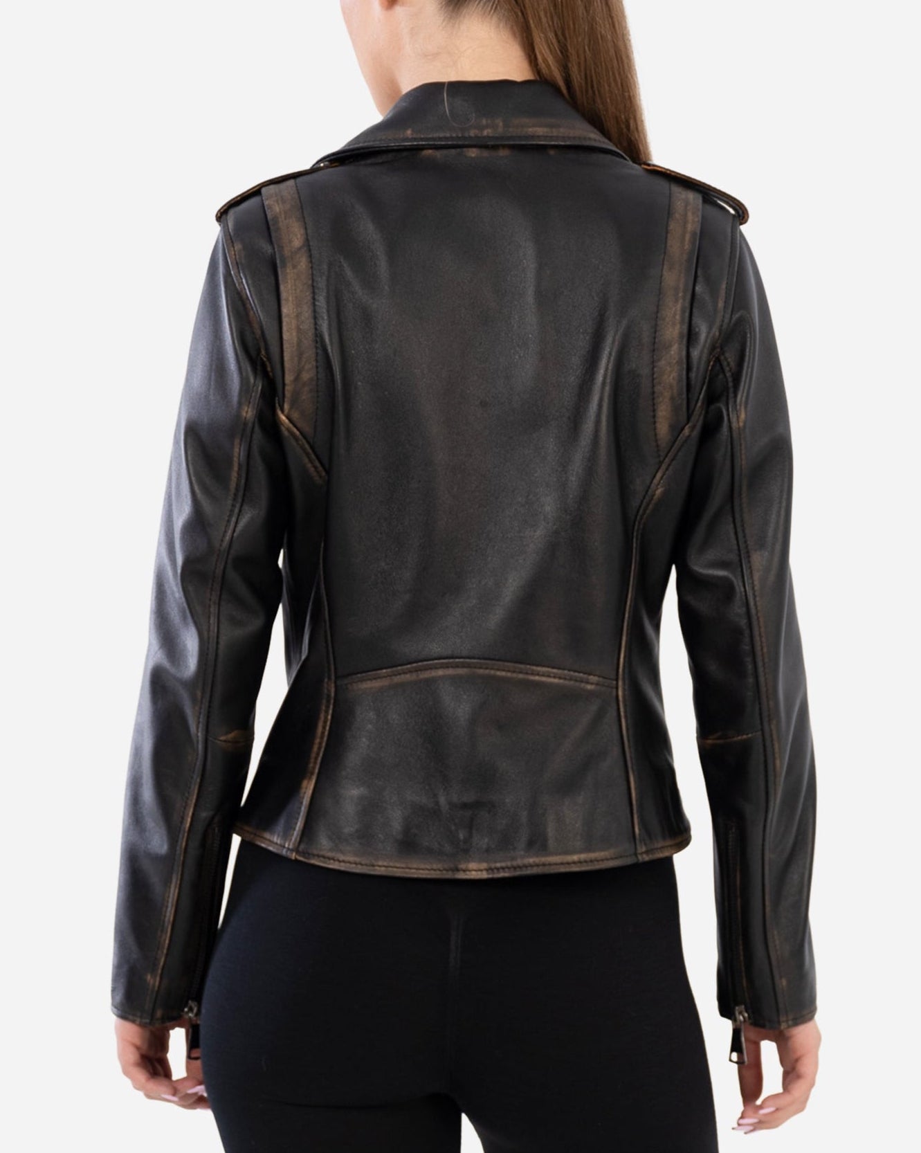 Veste en cuir vintage Thalia avec finition vieillie-thumbmail-4