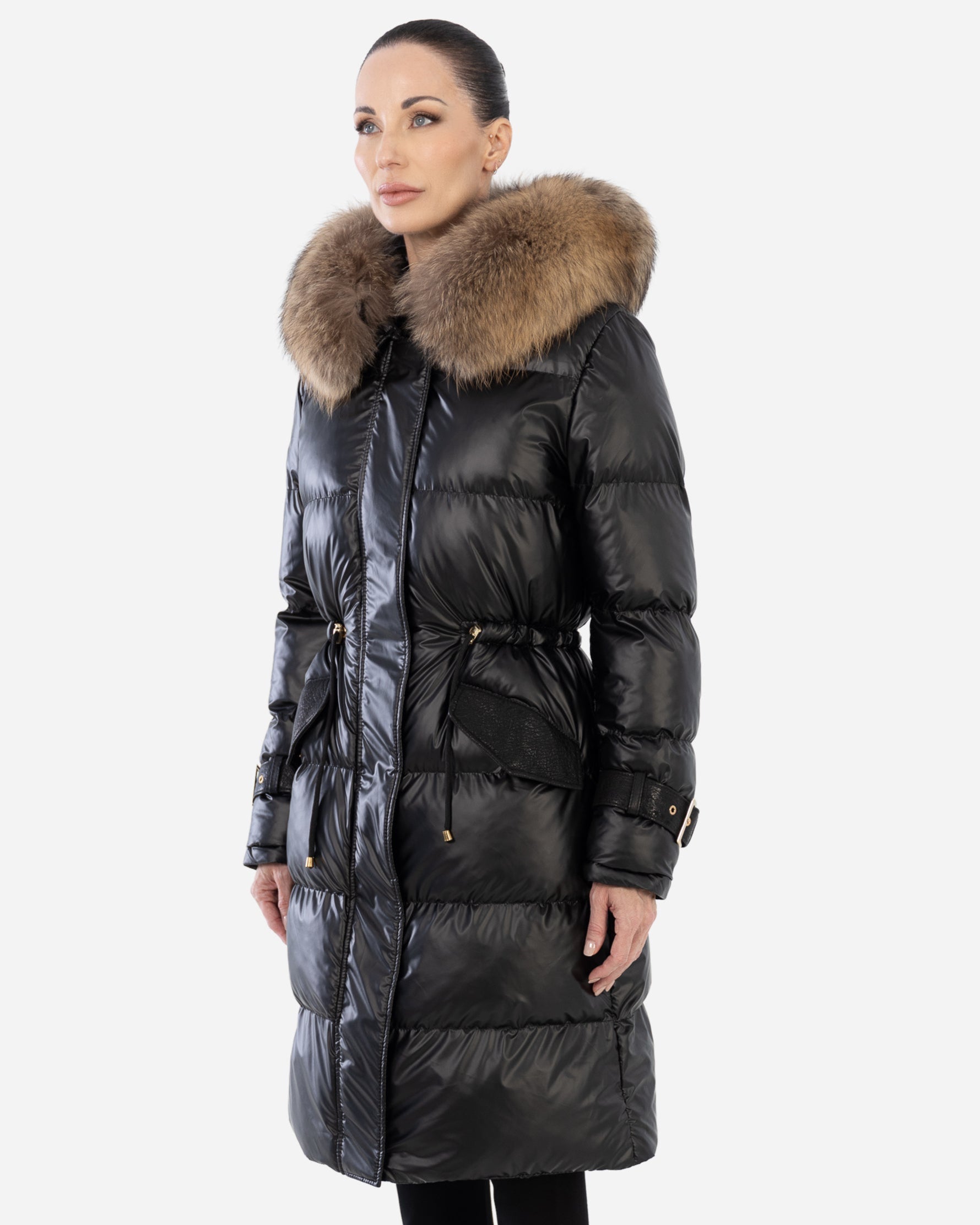 ALBA PARKA PUFFER COAT   with  Detachable natural fur collar-thumbmail-3