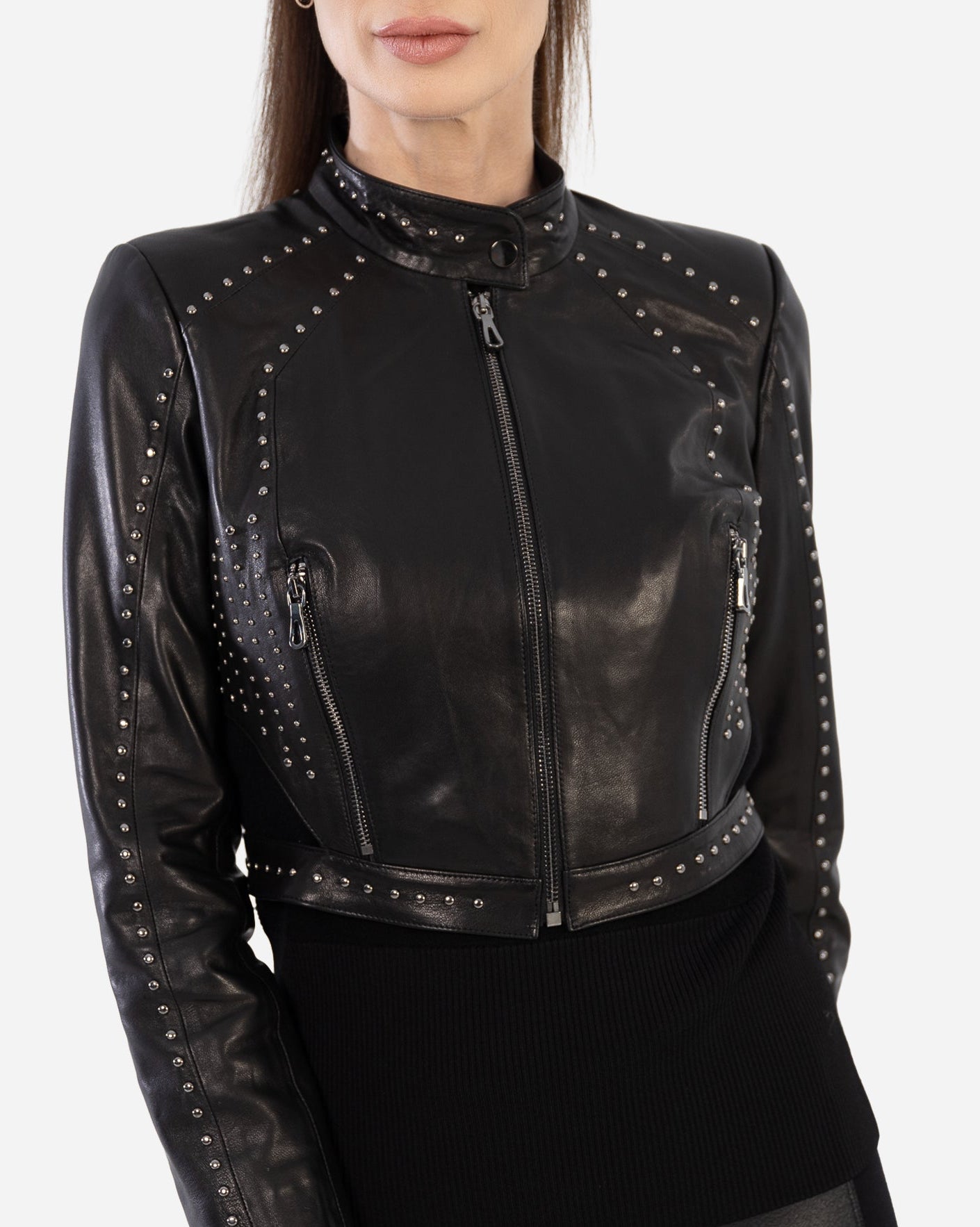 SIENA studded cropped leather jacket-thumbmail-2