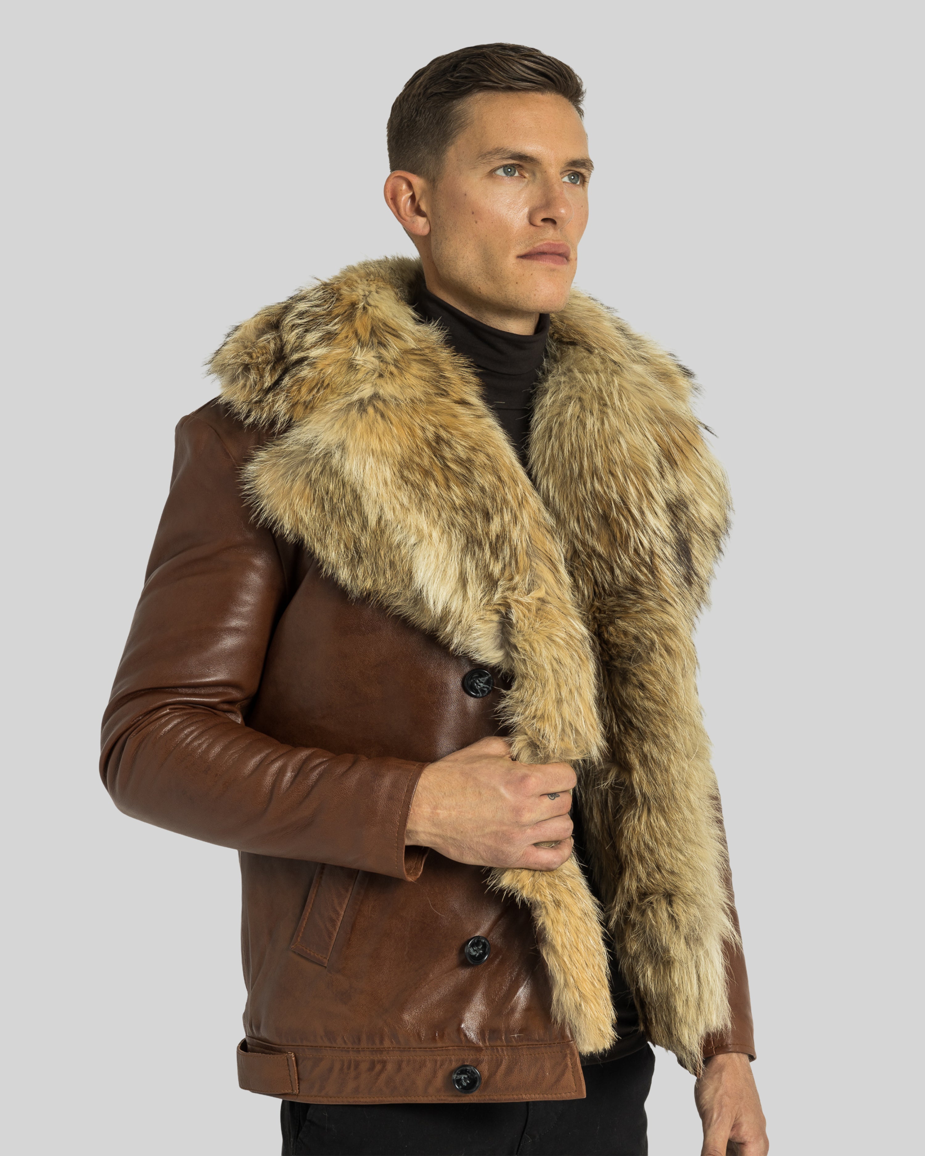 Marvin Leather Jacket with Natural Fur