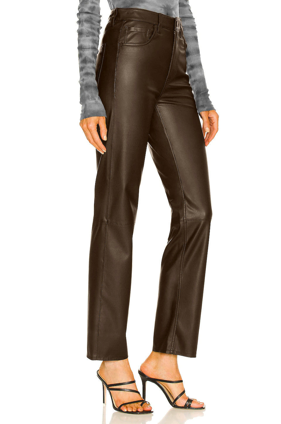 Leather Straight Womens Leather Pants | Cognac-thumbmail-3